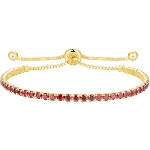 Gold-Jul-Ruby Sterling Silver Birthstone 2.5mm Tennis Bolo Bracelet